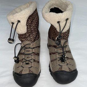 KEEN Womens 8 Winterport II Canvas & Leather Winter Snow Mid Boots 5288-DEST